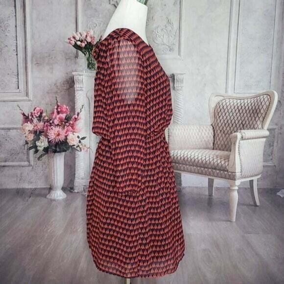 Jay Jewel Neck Long Sheer Sleeve Mini Length Sailboat Bow Back Dress Size Medium - Picture 6 of 9